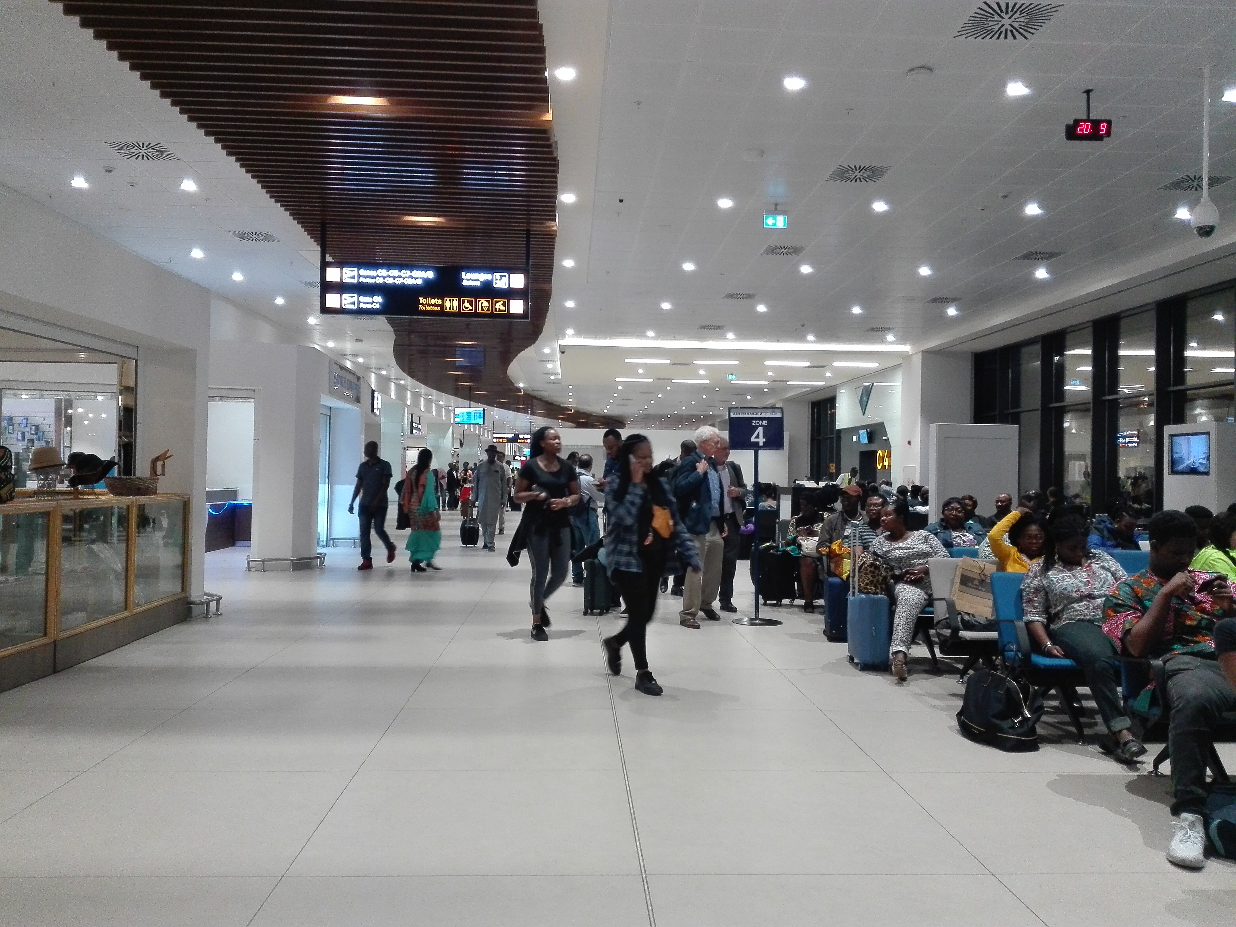 Inside the departure hall of Terminal 3 at night
