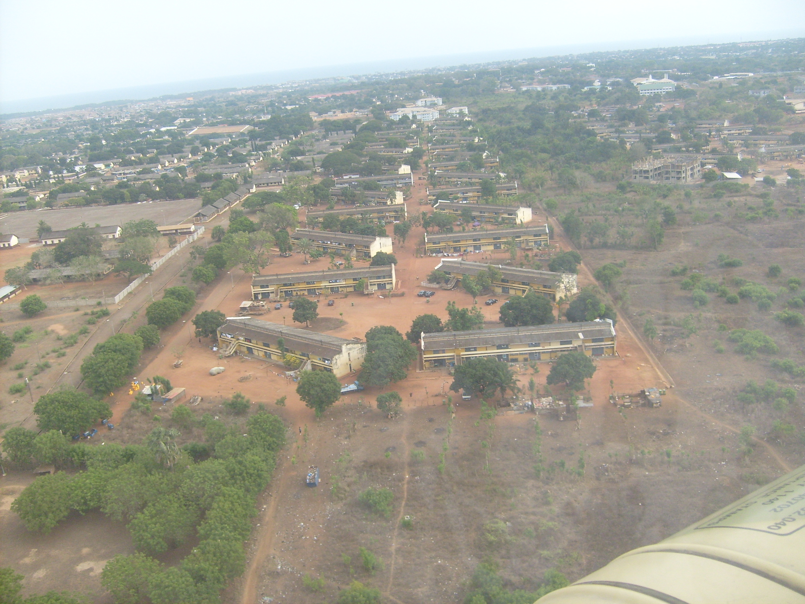 Housing near the airport and Accra–Tema Motorway from the air
