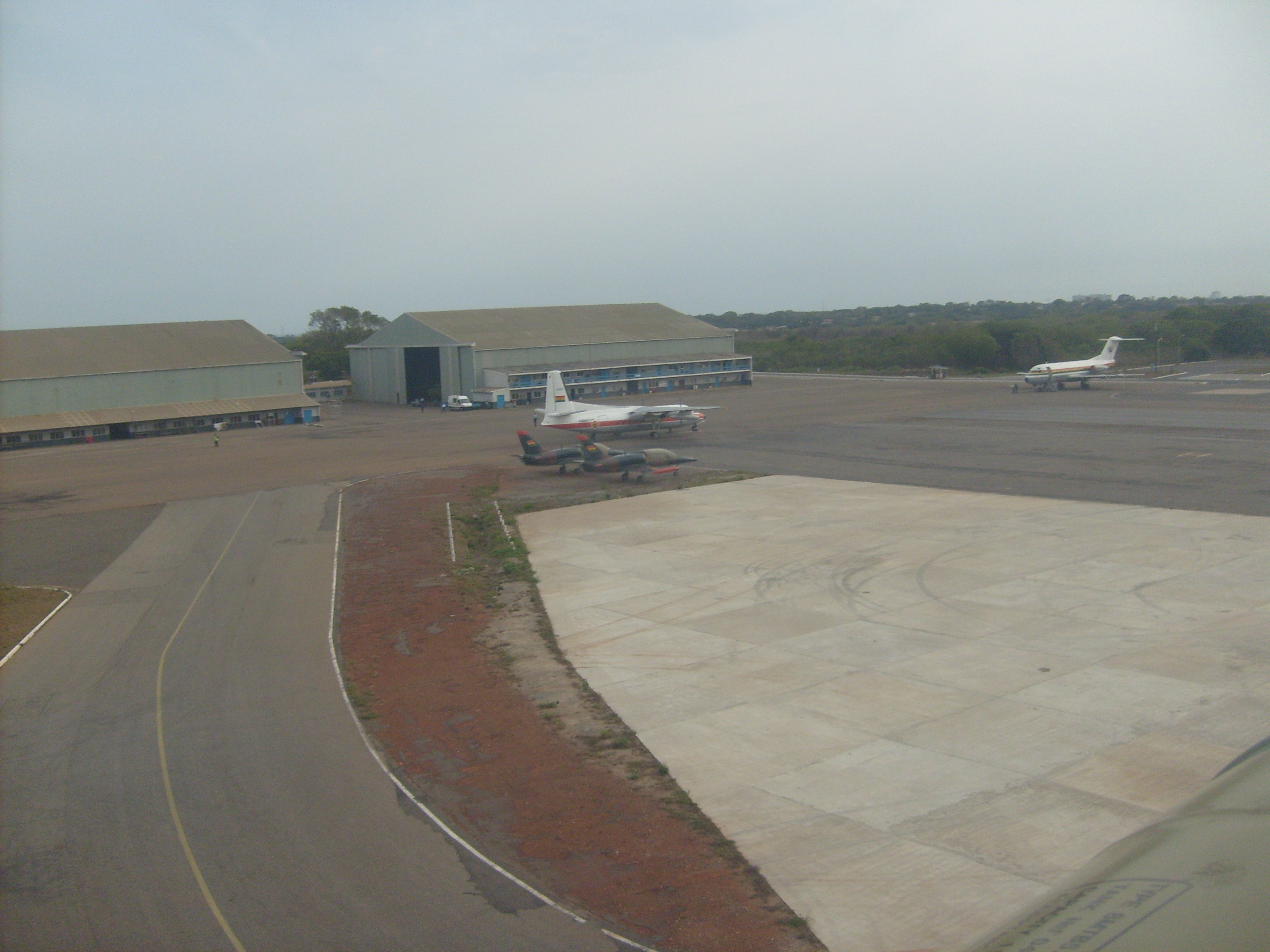 Ghana Air Force airfield opposite Accra airport, seen from a helicopter
