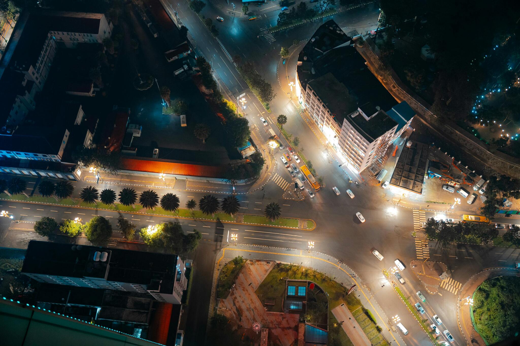 Addis Ababa lit up at night